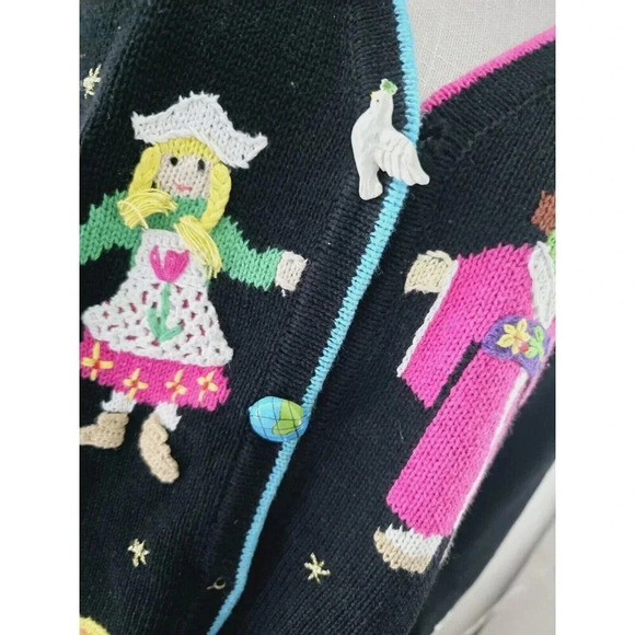 Storybook Knits Kids Children Around The World Peace On Earth Cardigan Sweater M - Picture 4 of 11